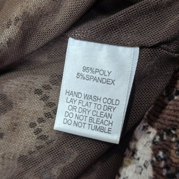 Alberto Makali Blouse Women Large Brown Chevron Crochet Knit Batwing Crop Urban - Picture 9 of 10